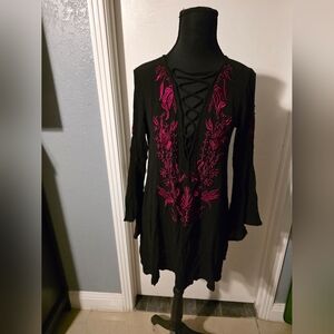Glamourous Embroidered Black Top Or Dress Size S